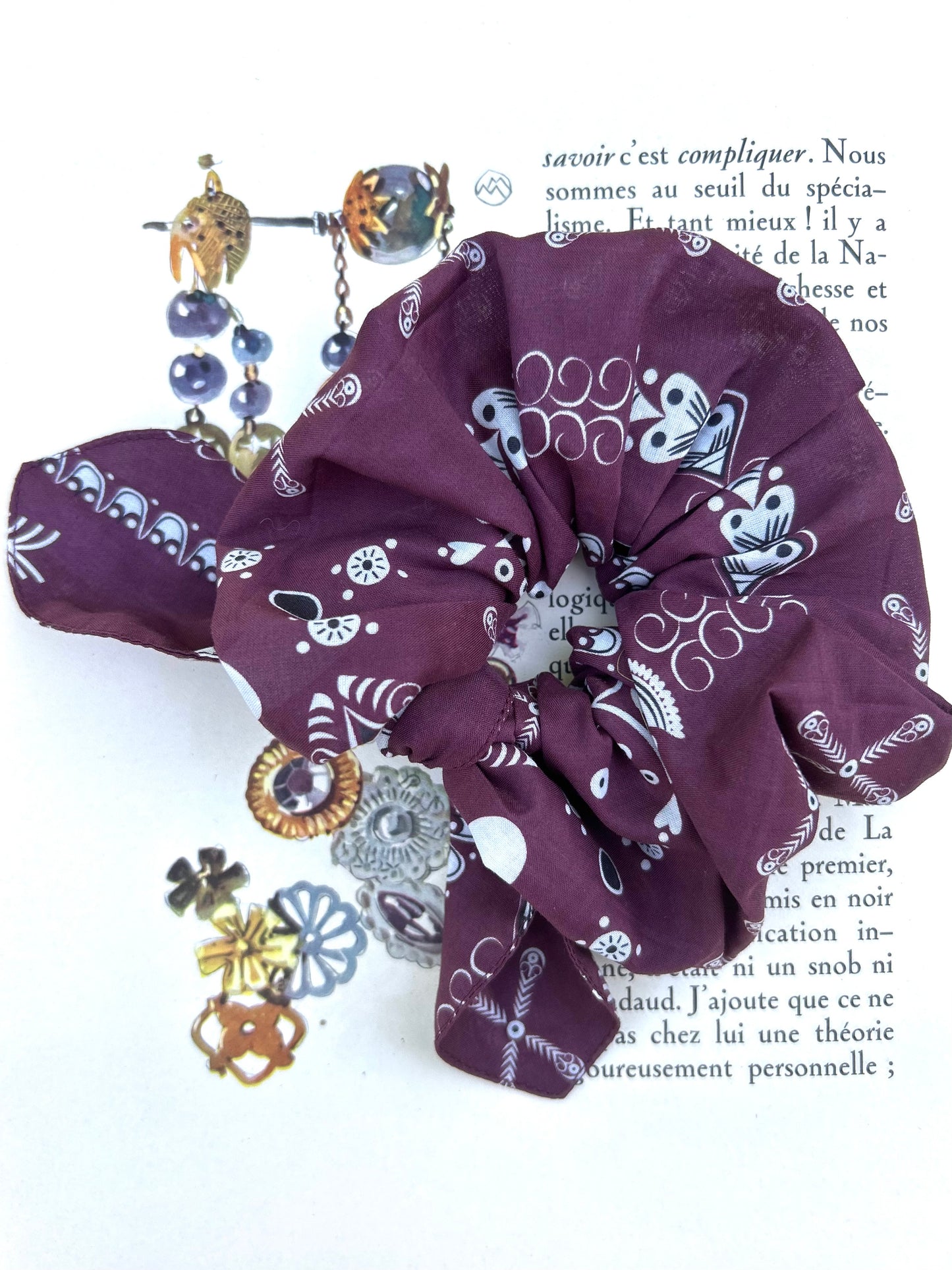 Chouchou bandana breton prune