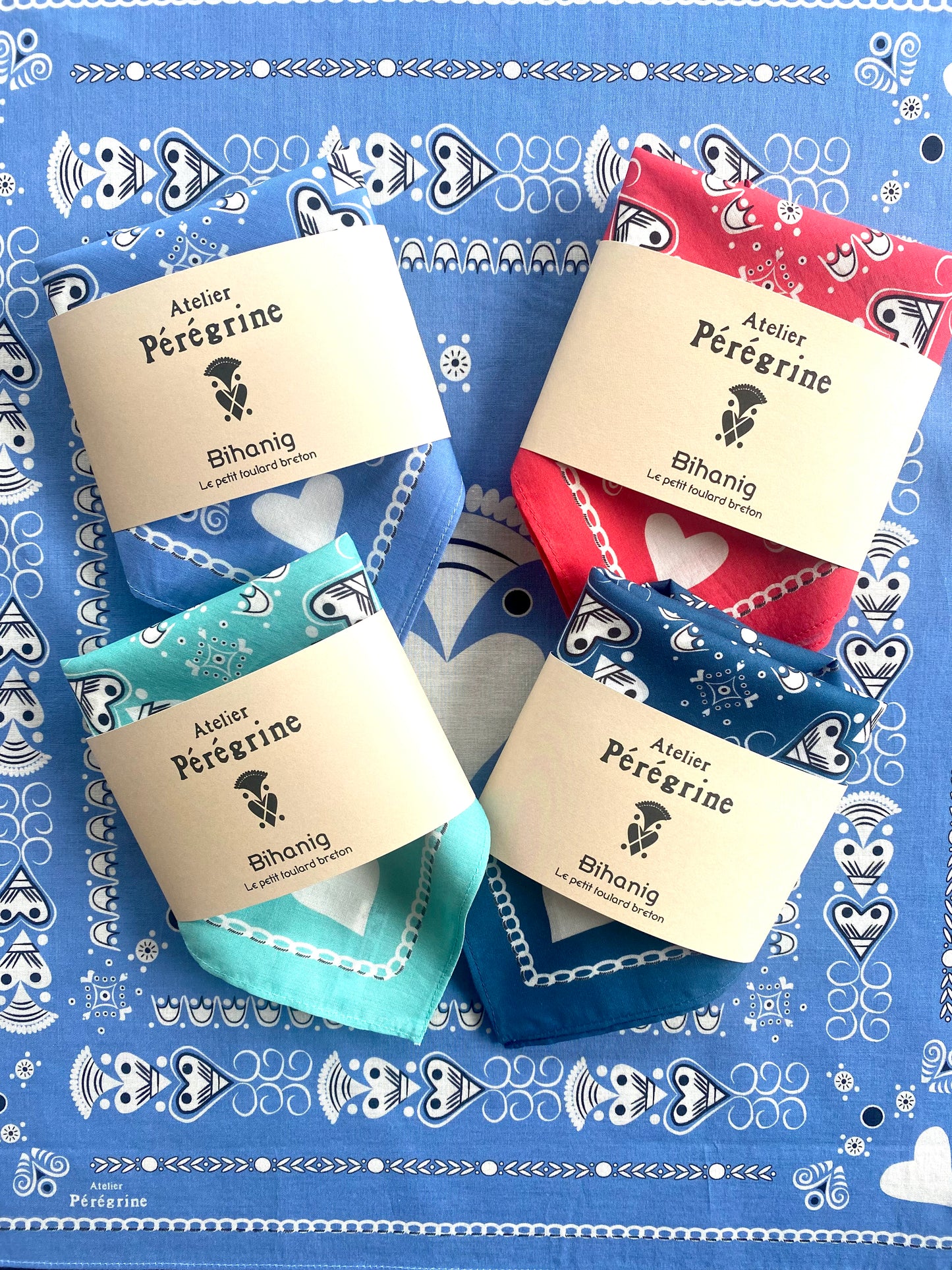PETIT BANDANA BRETON BLEUET EN COTON BIO - BIHANIG