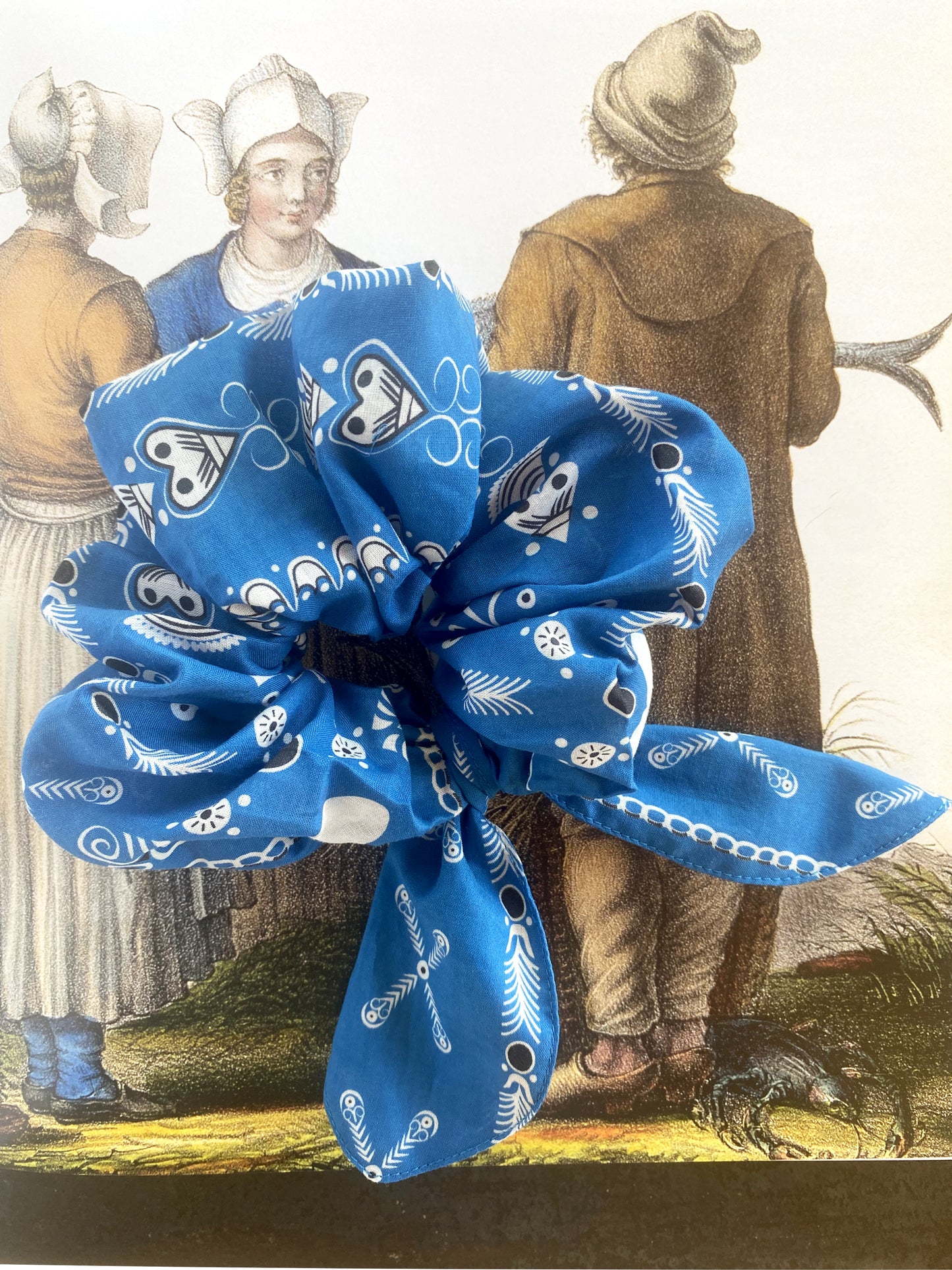Chouchou bandana breton bleu royal