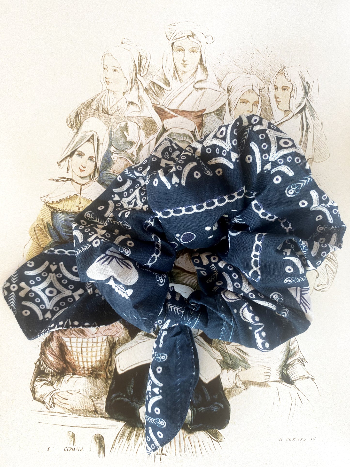Chouchou bandana breton marine