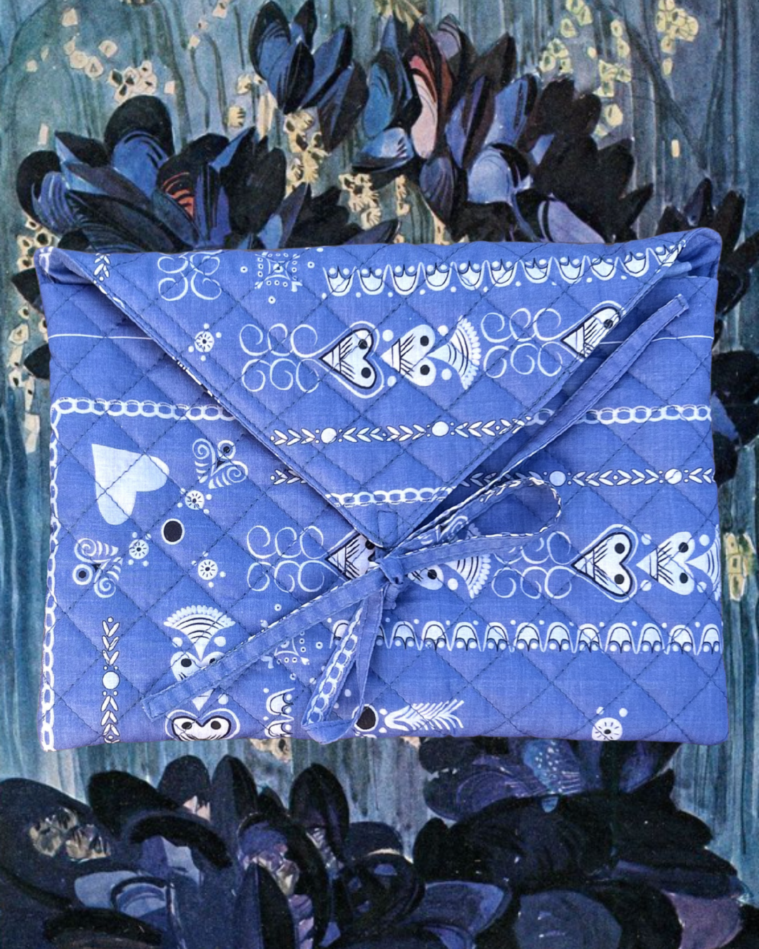Grande pochette bandana breton - bleuet