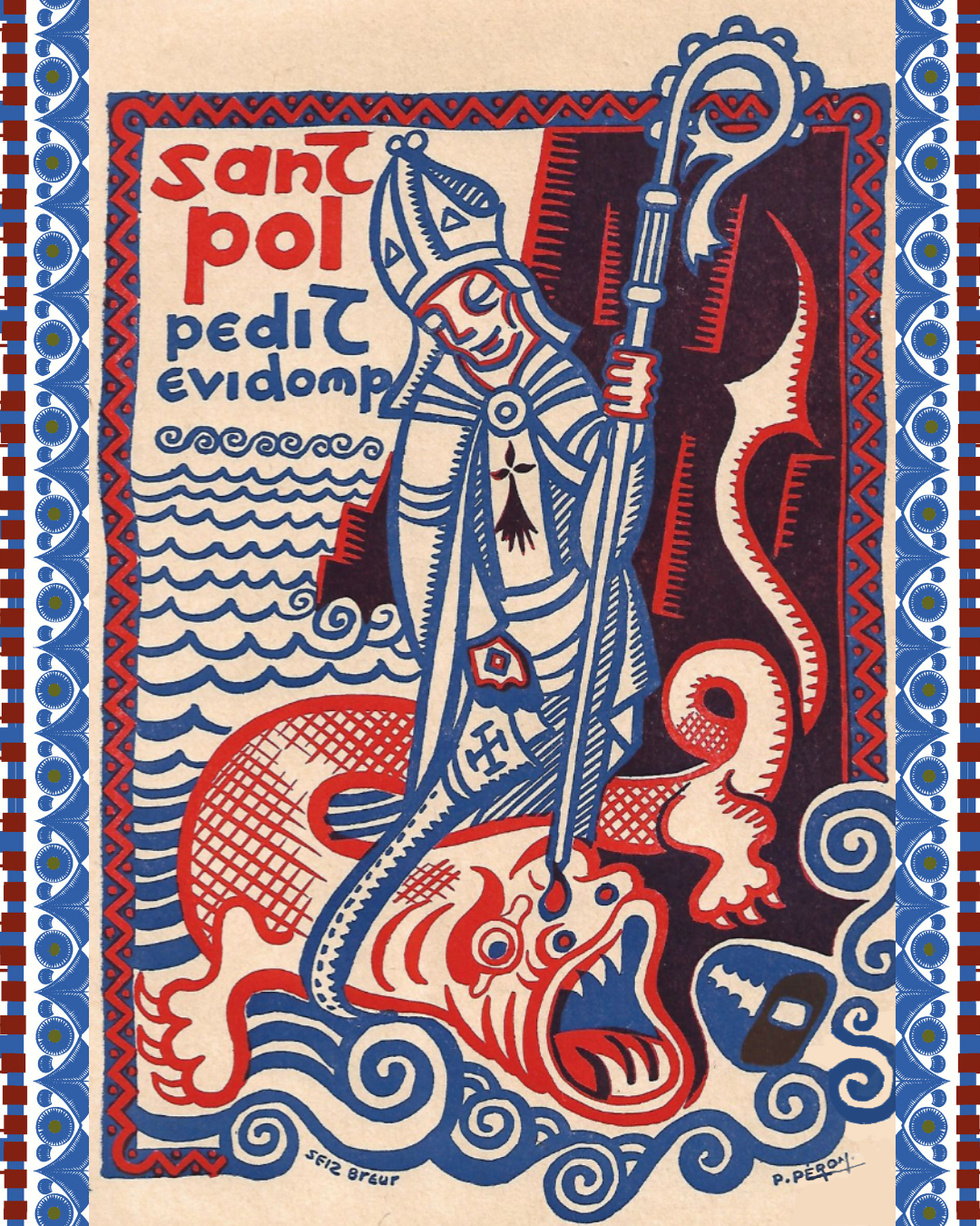 Cabas breton en lin et coton Demat - Kenavo bleu royal