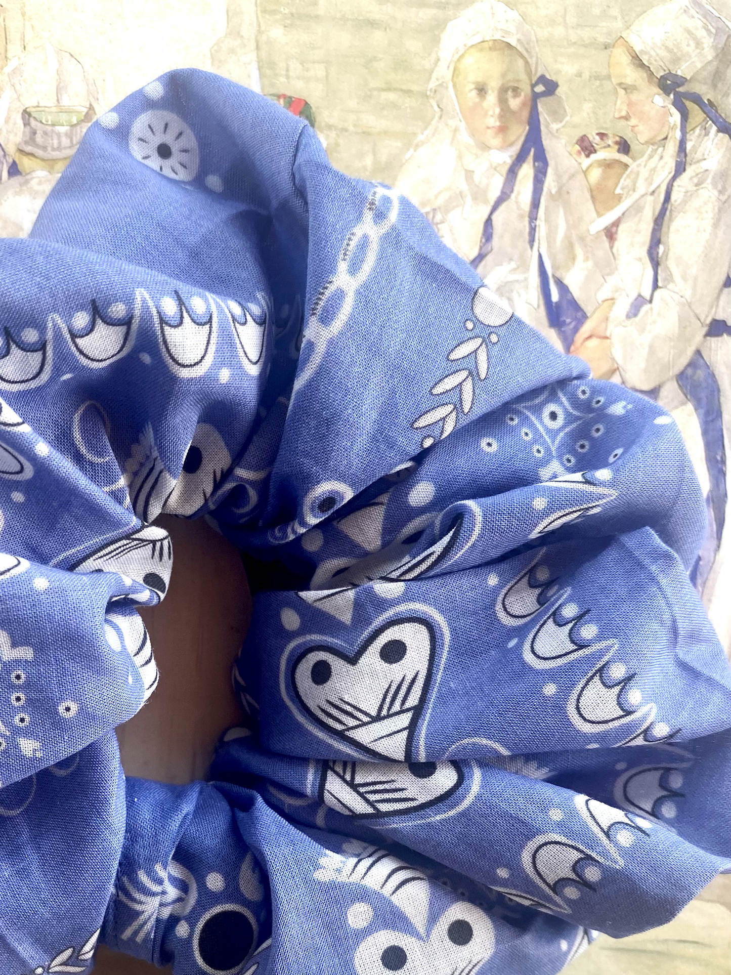 Chouchou bandana breton bleuet