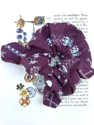Chouchou bandana breton prune