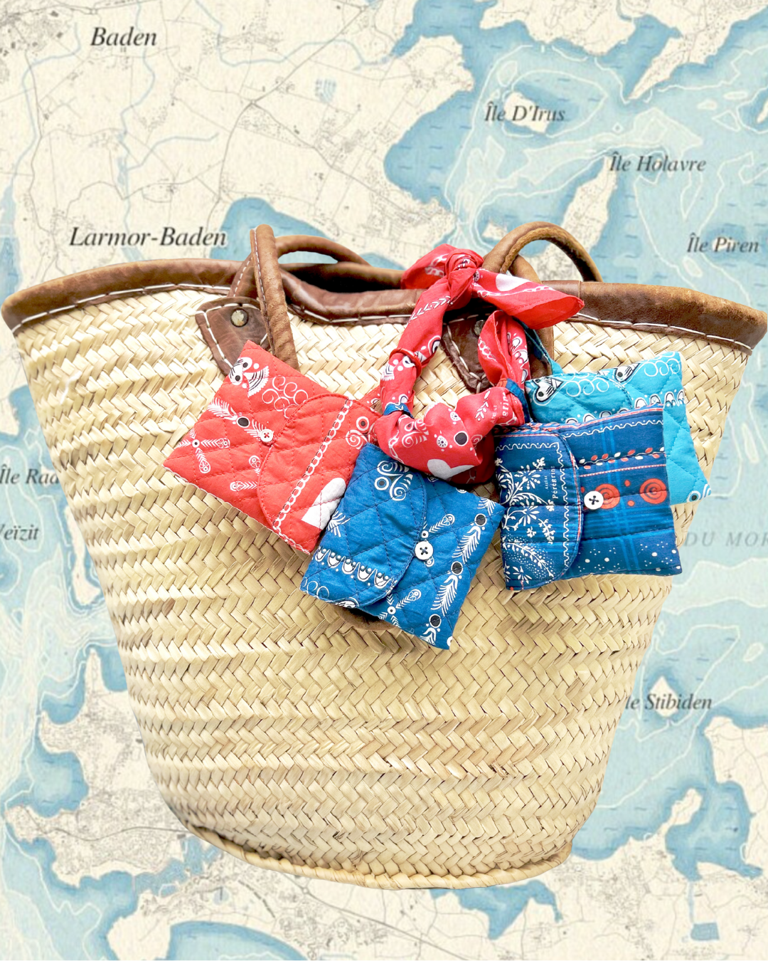 Mini pochette bandana breton - bleu royal