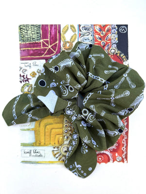 Chouchou bandana breton kaki mousse