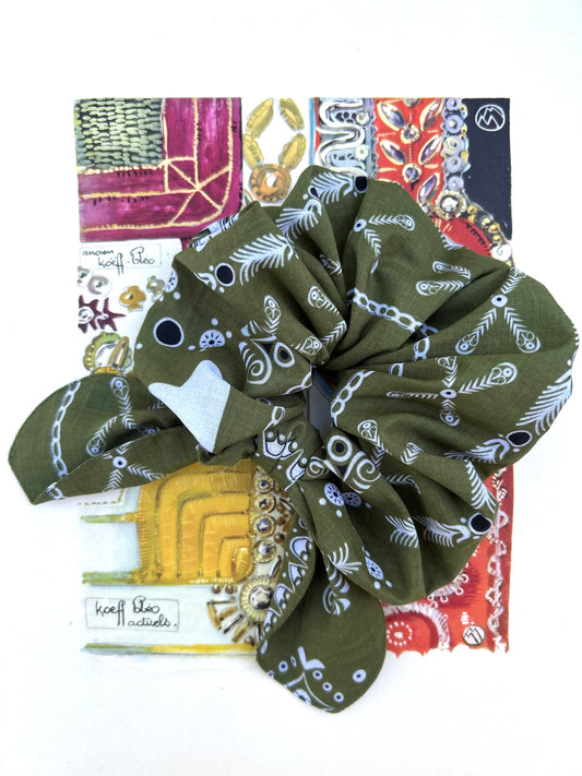 Chouchou bandana breton kaki mousse
