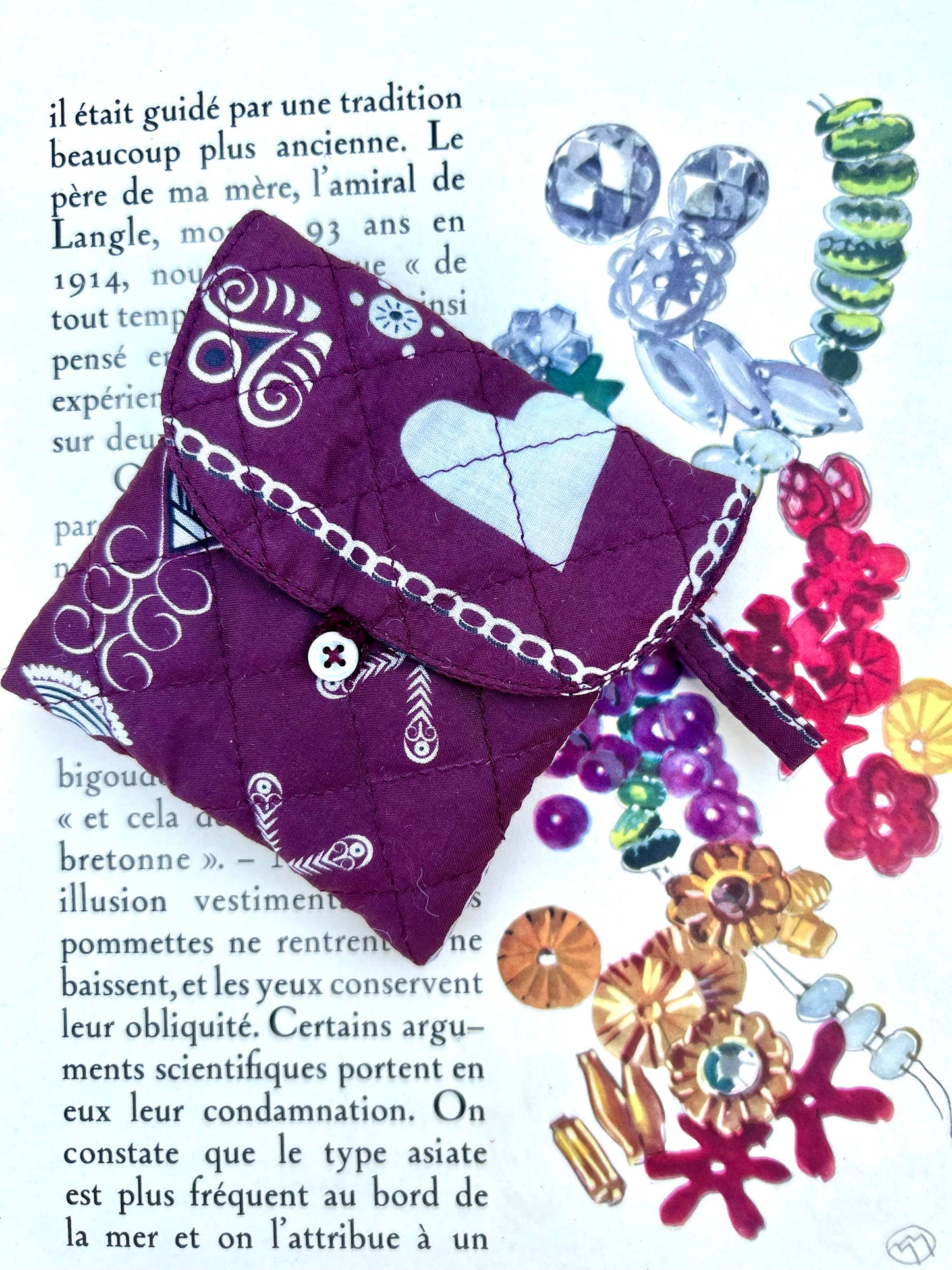 Mini pochette bandana breton - prune
