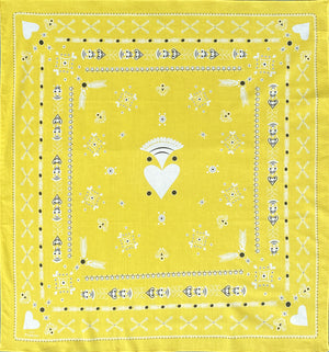 BANDANA BRETON CITRON EN COTON BIO - MOTIF BRODERIES BRETONNES