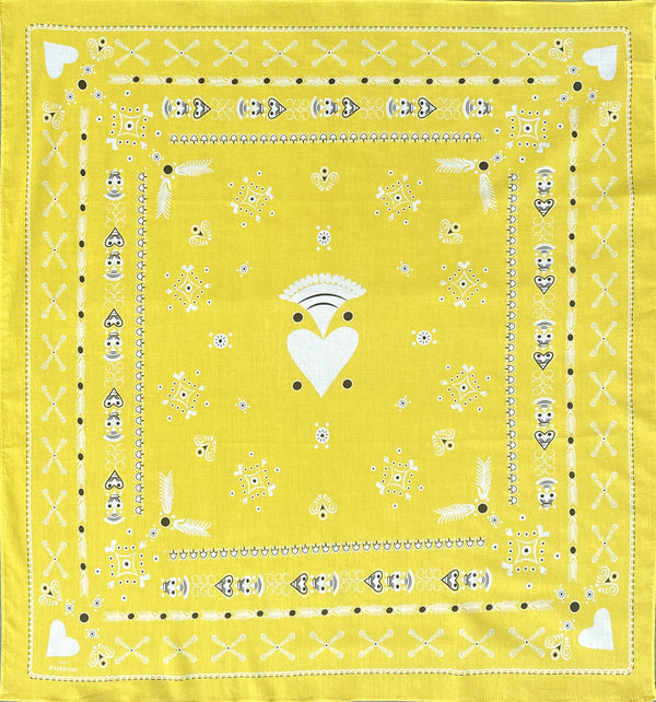BANDANA BRETON CITRON EN COTON BIO - MOTIF BRODERIES BRETONNES