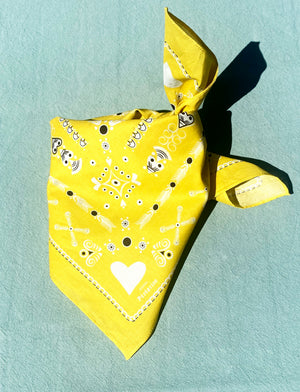 BANDANA BRETON CITRON EN COTON BIO - MOTIF BRODERIES BRETONNES