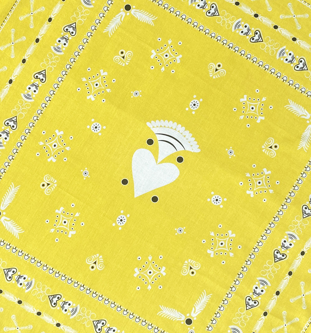BANDANA BRETON CITRON EN COTON BIO - MOTIF BRODERIES BRETONNES