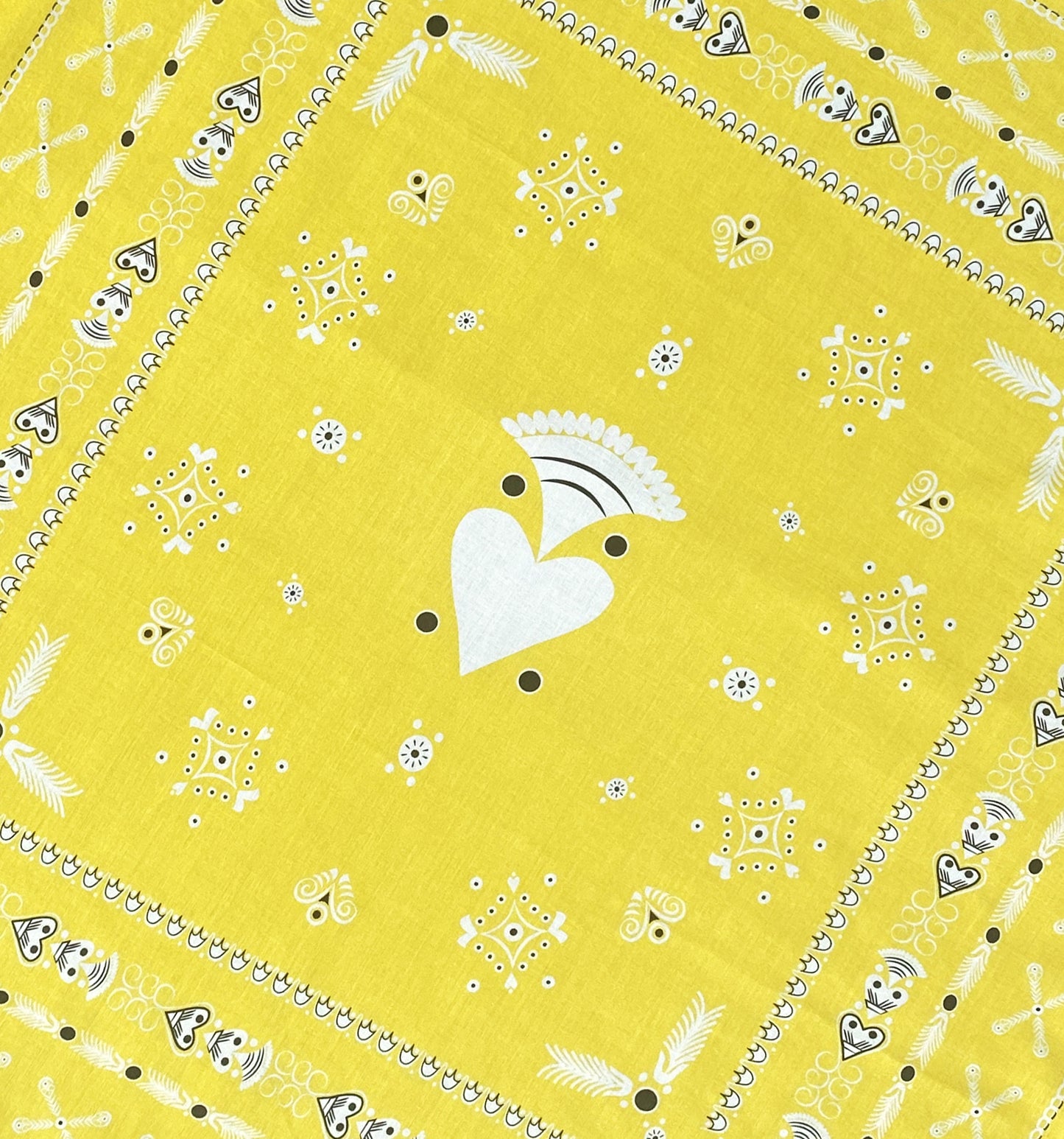 BANDANA BRETON CITRON EN COTON BIO - MOTIF BRODERIES BRETONNES