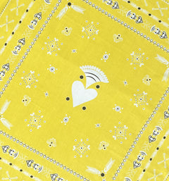 BANDANA BRETON CITRON EN COTON BIO - MOTIF BRODERIES BRETONNES