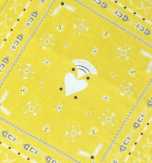 BANDANA BRETON CITRON EN COTON BIO - MOTIF BRODERIES BRETONNES