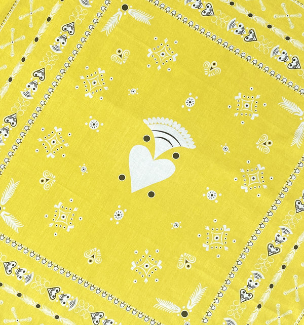 BANDANA BRETON CITRON EN COTON BIO - MOTIF BRODERIES BRETONNES