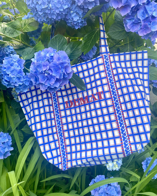 Cabas breton en lin et coton Demat - Kenavo bleu royal