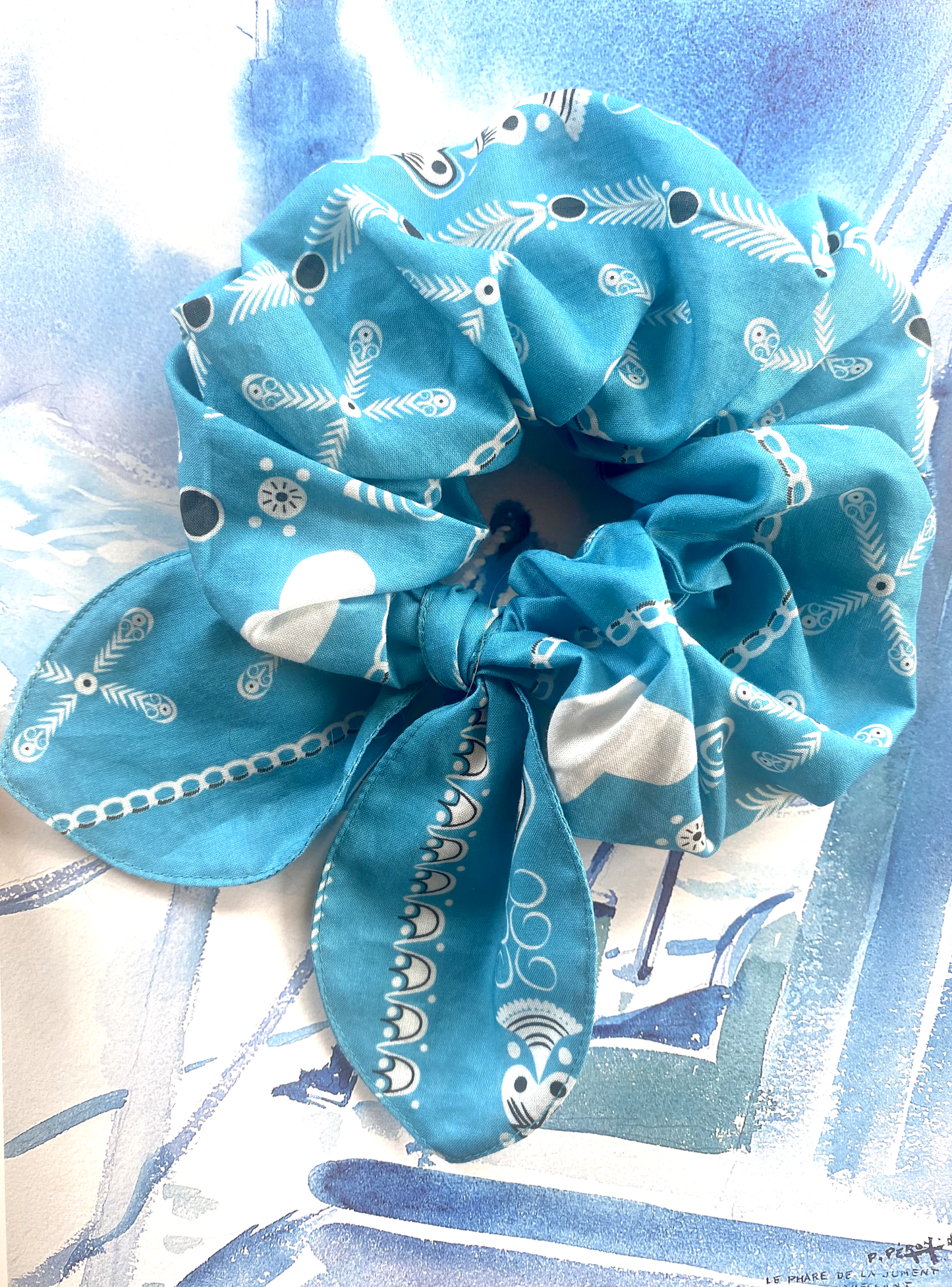 Chouchou bandana breton azur