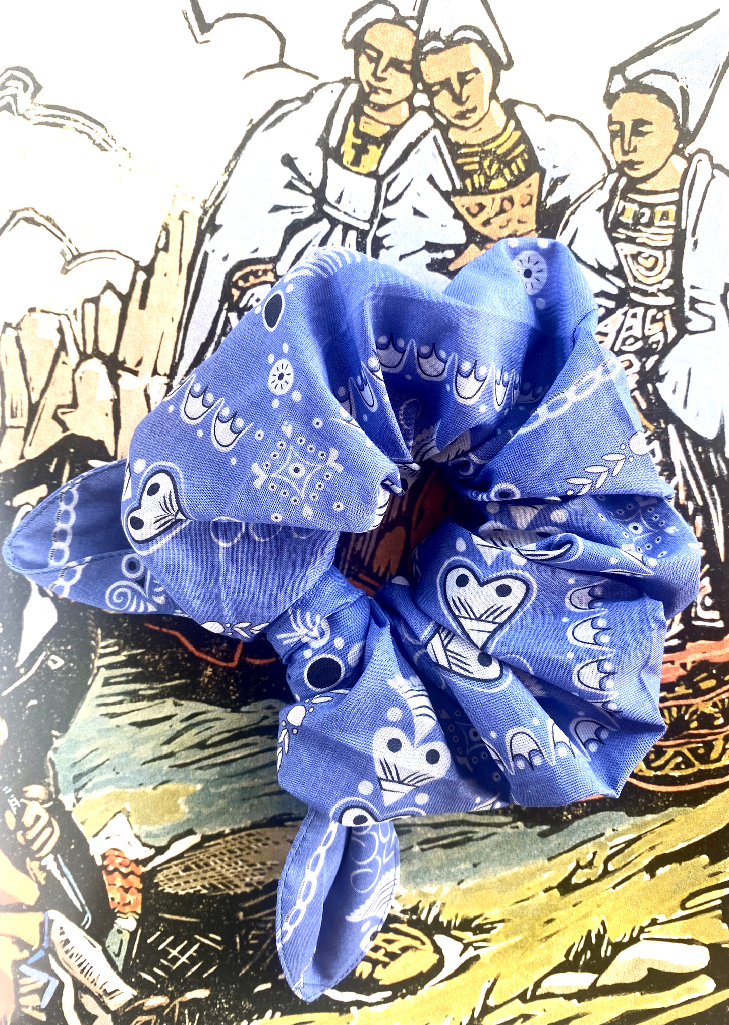 Chouchou bandana breton bleuet