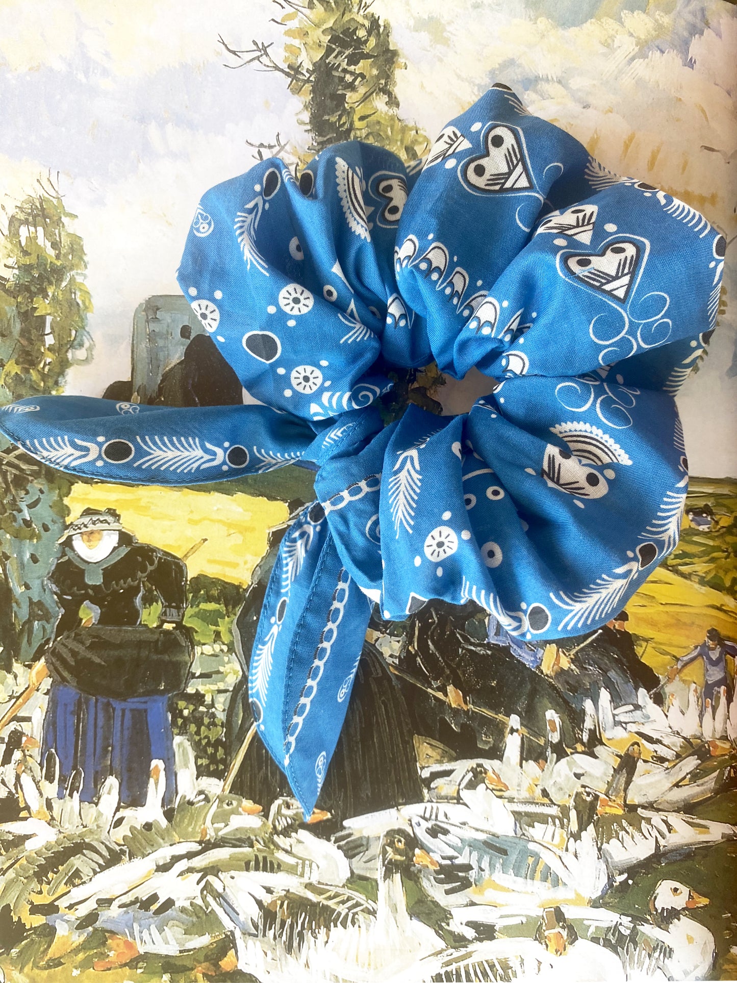 Chouchou bandana breton bleu royal