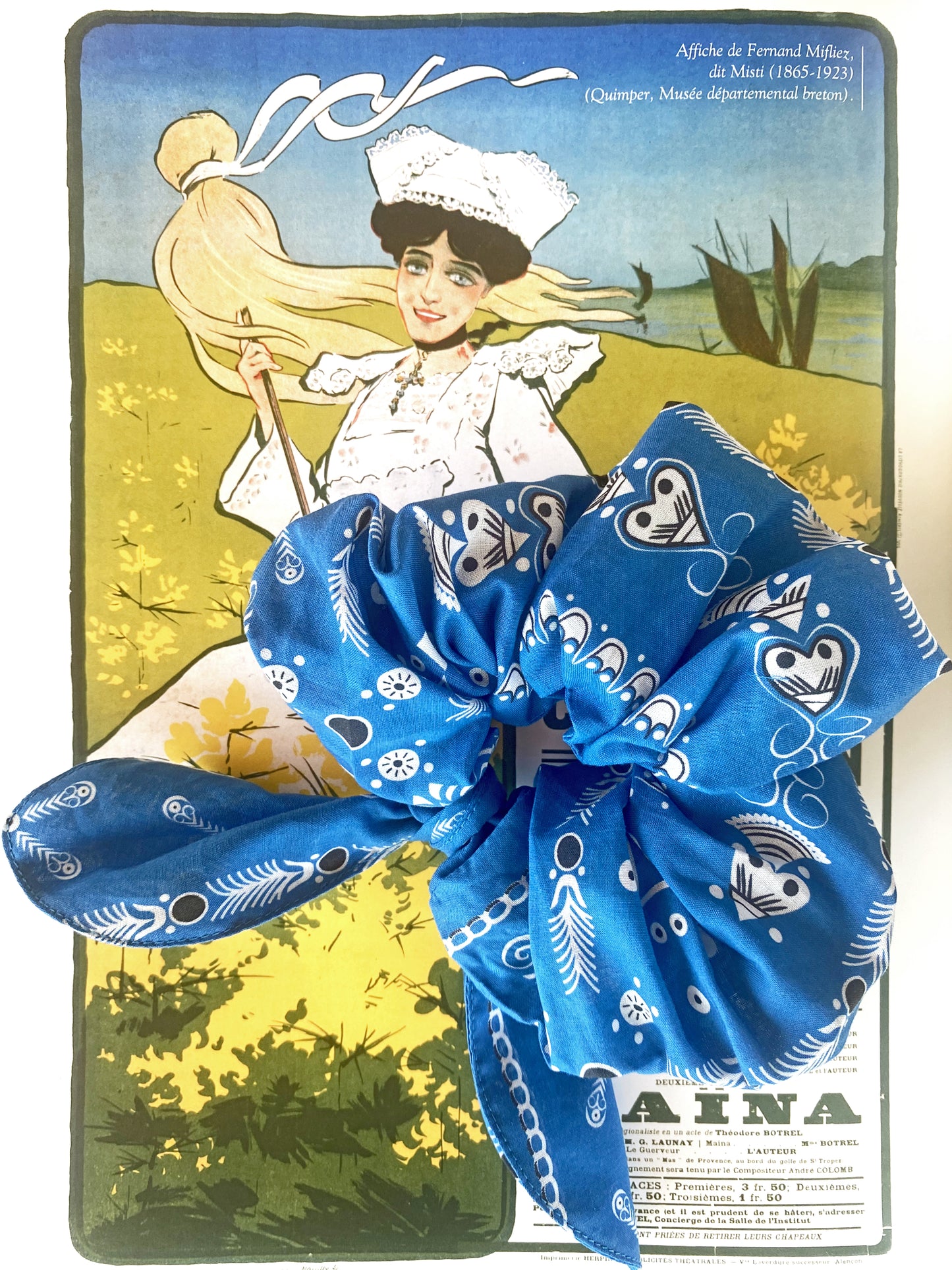 Chouchou bandana breton bleu royal