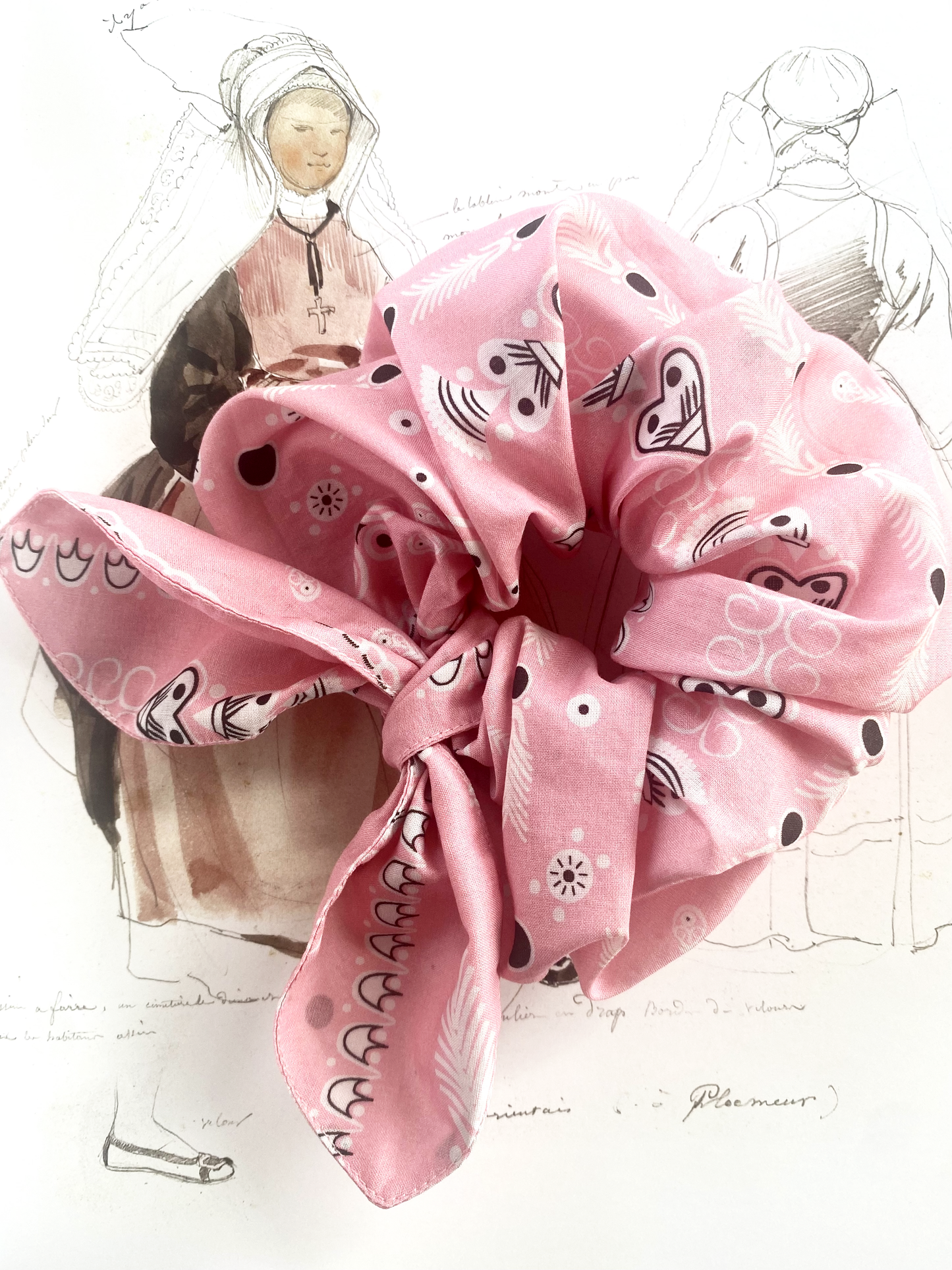 Chouchou bandana breton rose malabar