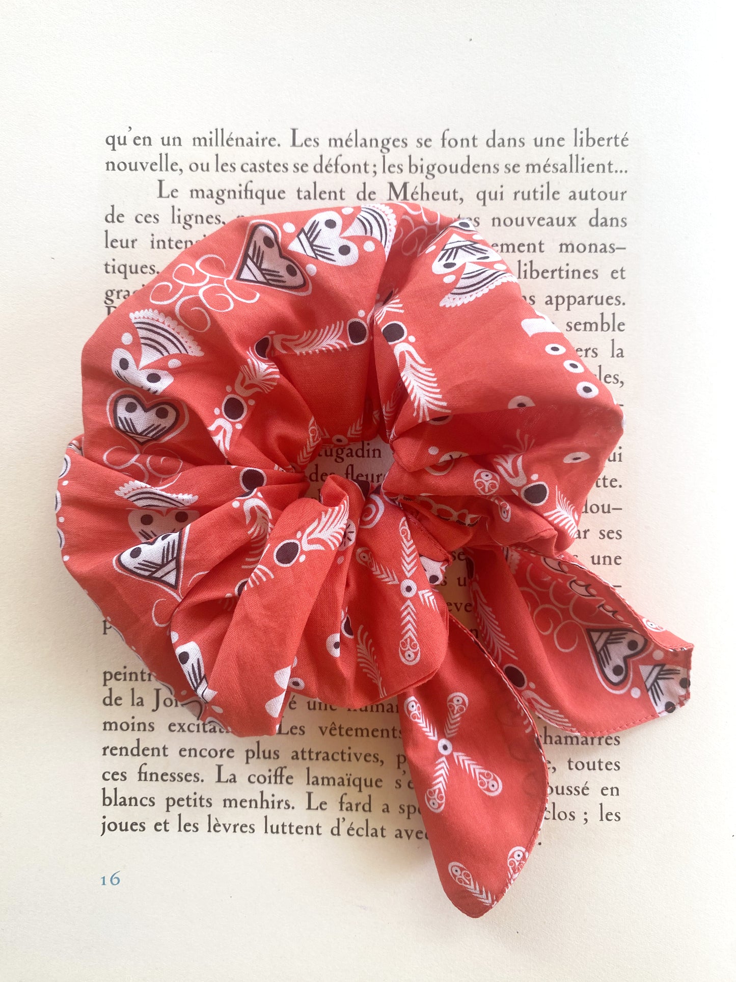 Chouchou bandana breton rouge coquelicot