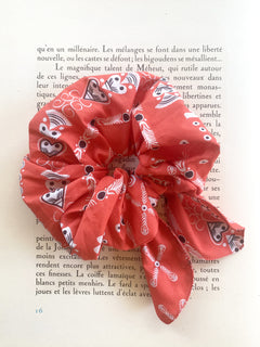 Chouchou bandana breton rouge coquelicot