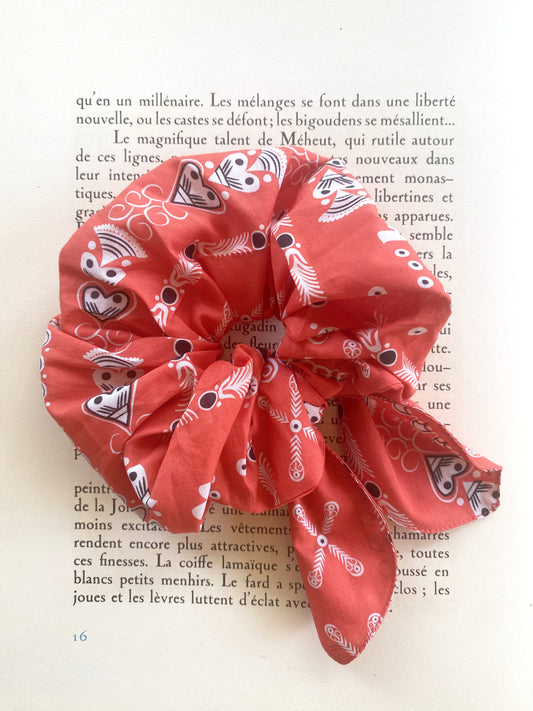 Chouchou bandana breton rouge coquelicot