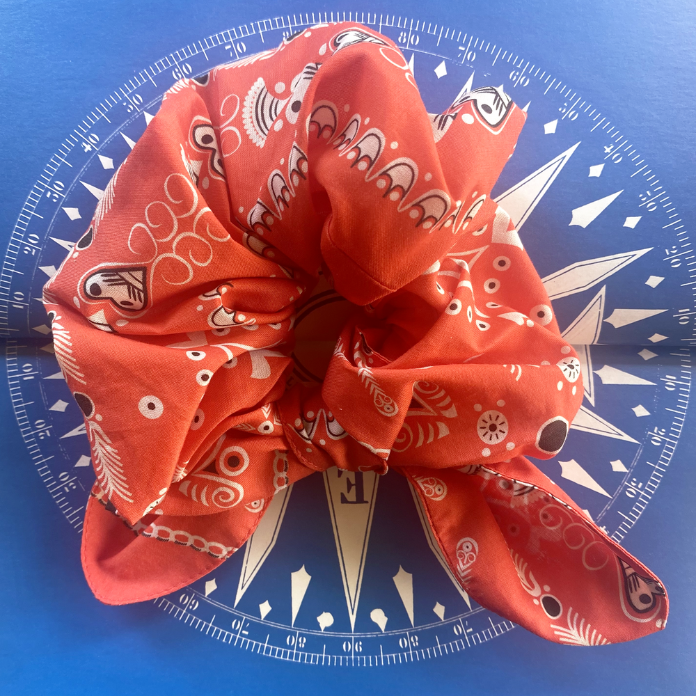 Chouchou bandana breton rouge coquelicot