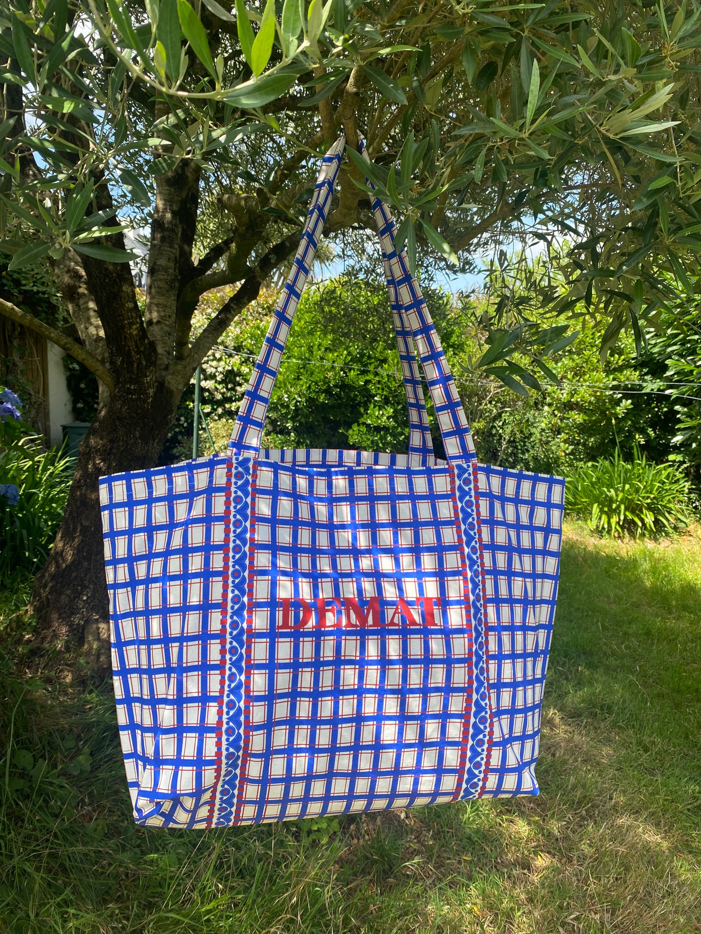 Cabas breton en lin et coton Demat - Kenavo bleu royal