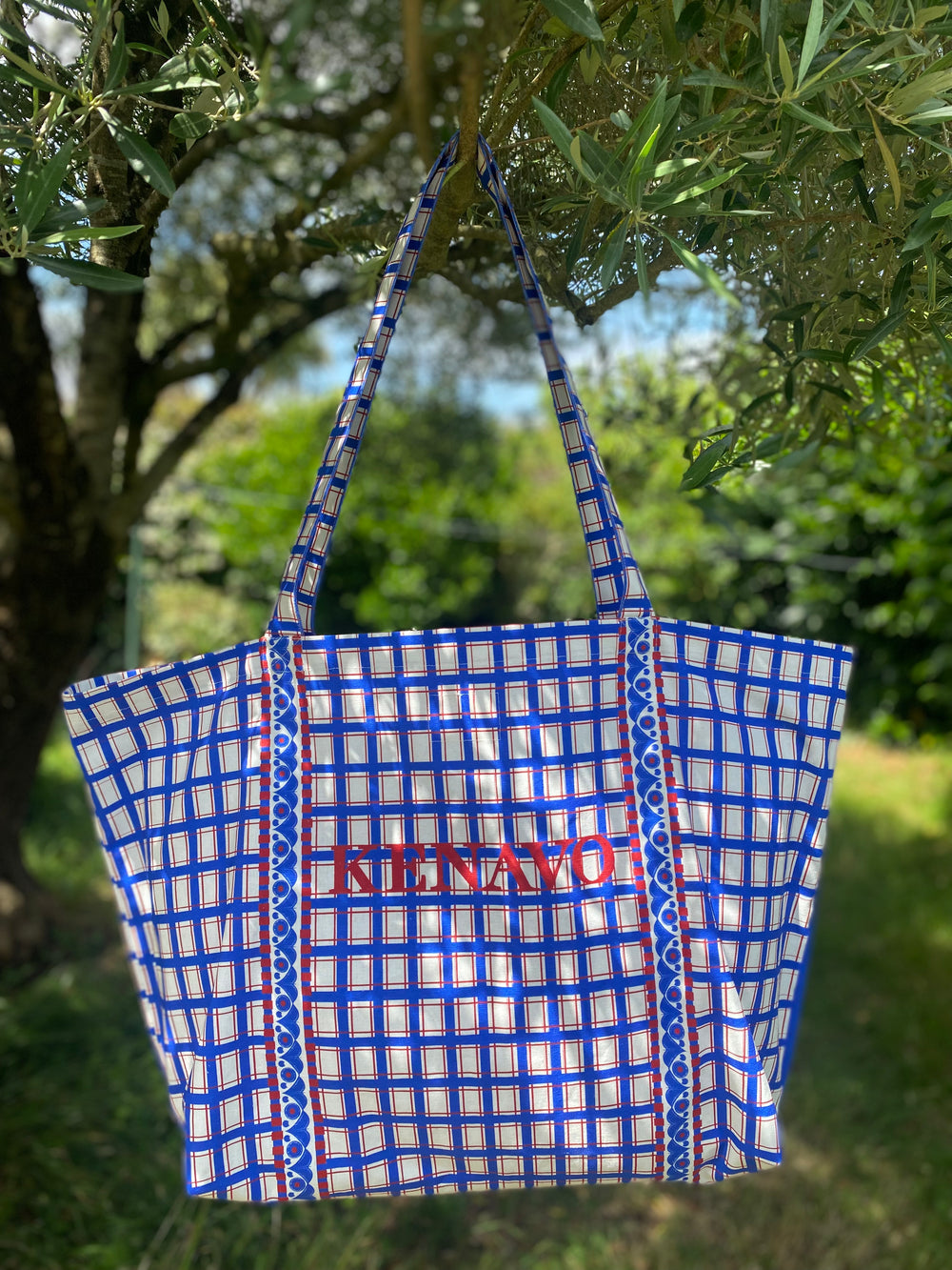 Cabas breton en lin et coton Demat - Kenavo bleu royal
