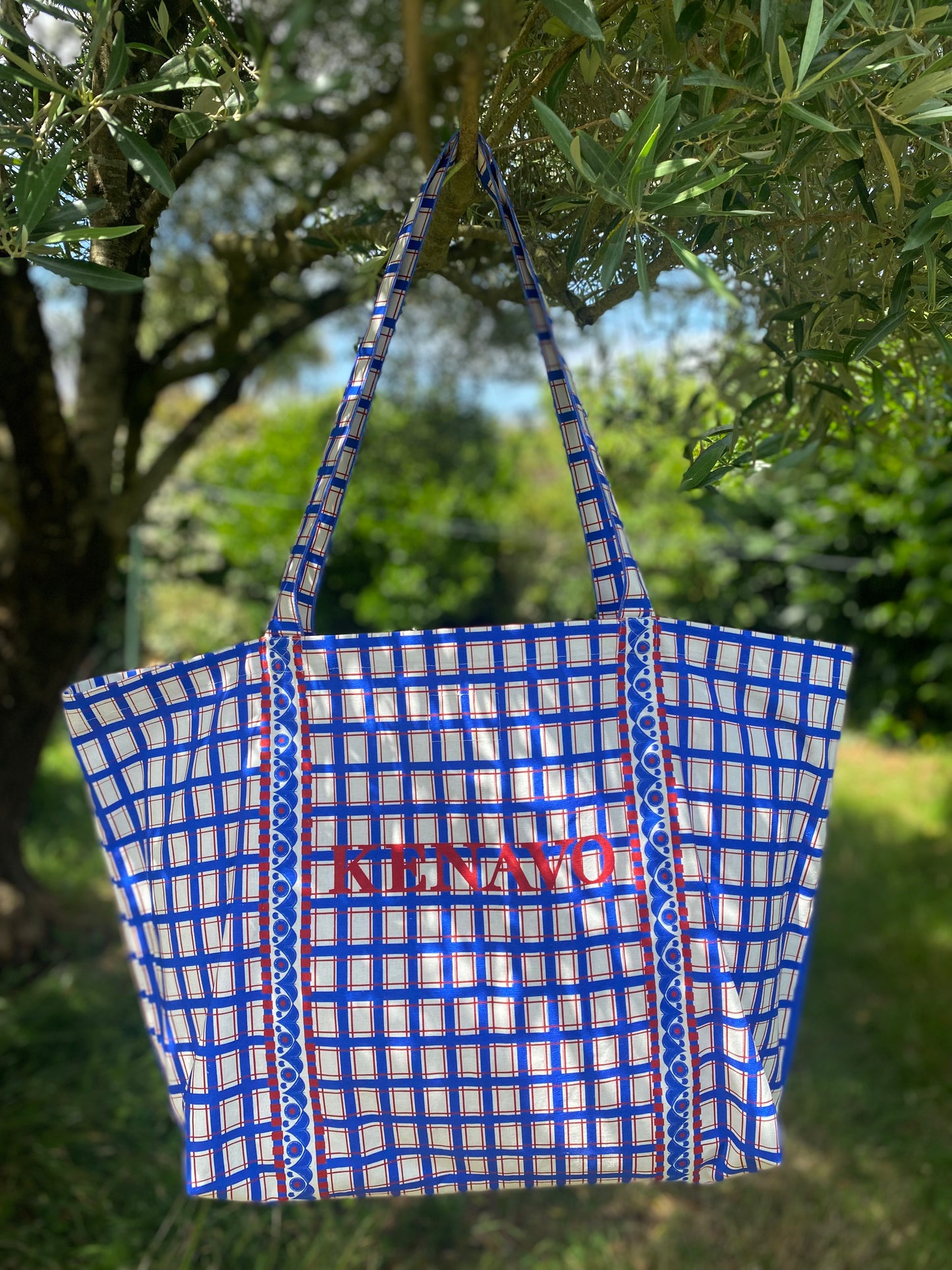 Cabas breton en lin et coton Demat - Kenavo bleu royal