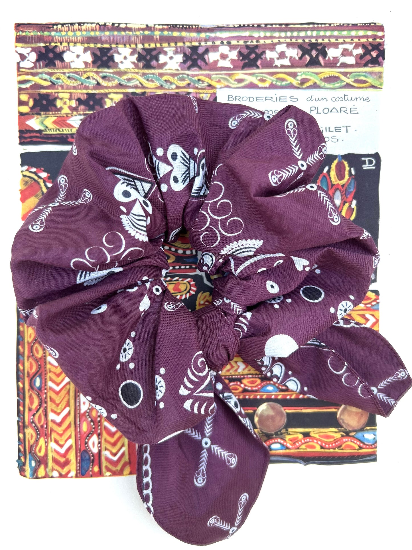 Chouchou bandana breton prune