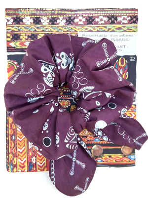 Chouchou bandana breton prune