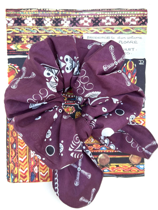 Chouchou bandana breton prune