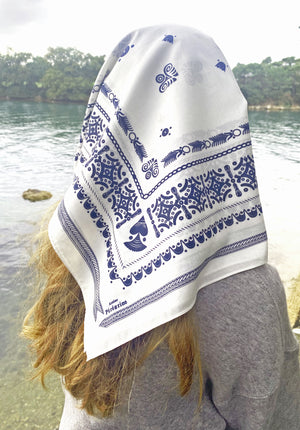 BANDANA BRETON IVOIRE EN COTON BIO - MOTIF BRODERIES BRETONNES