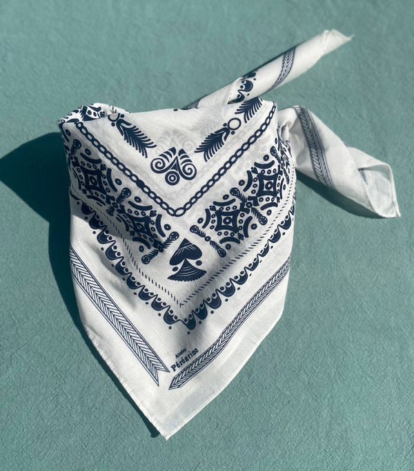 BANDANA BRETON IVOIRE EN COTON BIO - MOTIF BRODERIES BRETONNES