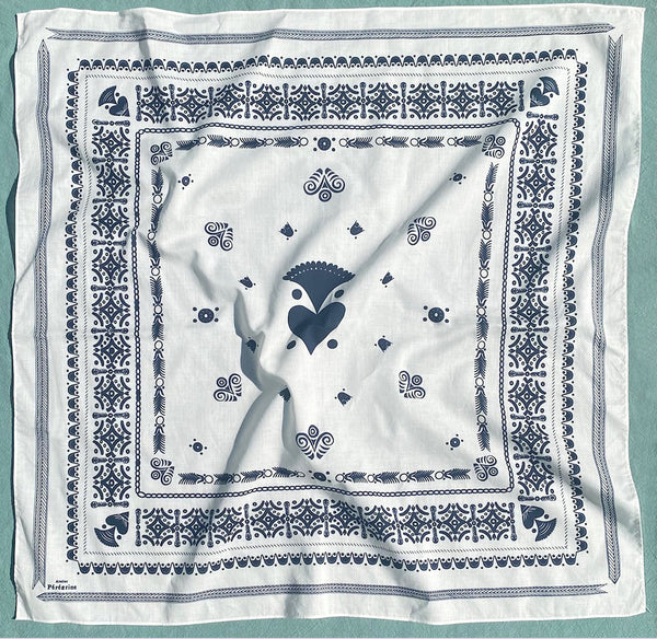 BANDANA BRETON IVOIRE EN COTON BIO - MOTIF BRODERIES BRETONNES