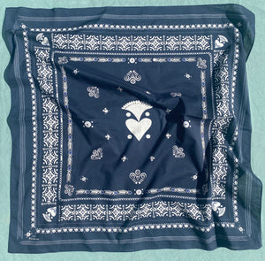 BANDANA BRETON BLEU ENCRE EN COTON BIO - MOTIF BRODERIE BRETONNE