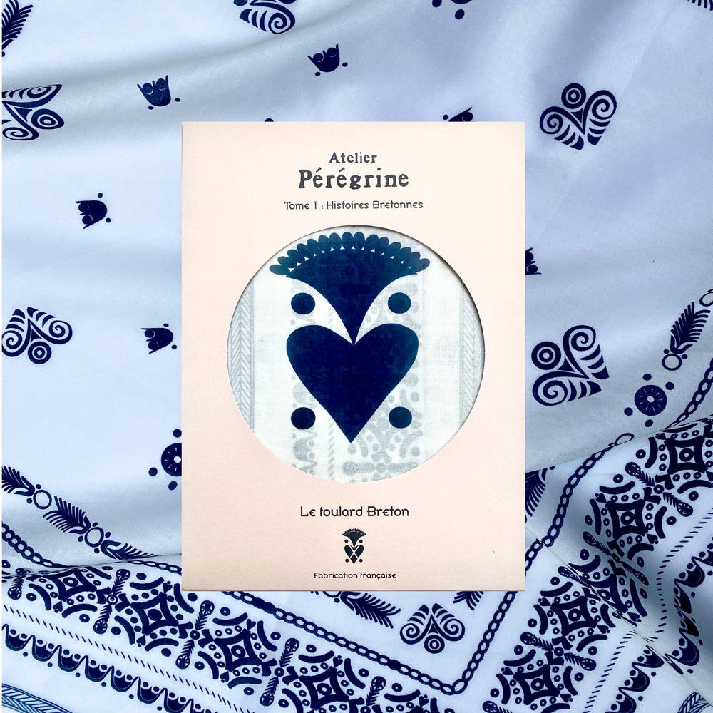 BANDANA BRETON IVOIRE EN COTON BIO - MOTIF BRODERIES BRETONNES