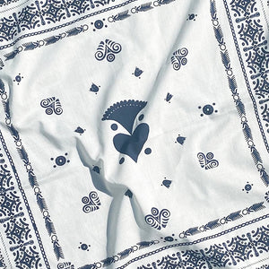 BANDANA BRETON IVOIRE EN COTON BIO - MOTIF BRODERIES BRETONNES