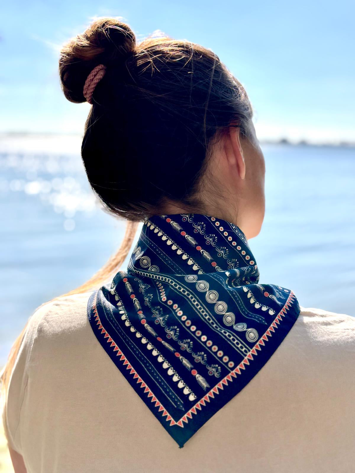 FOULARD BRETON BRODERIES NAVY