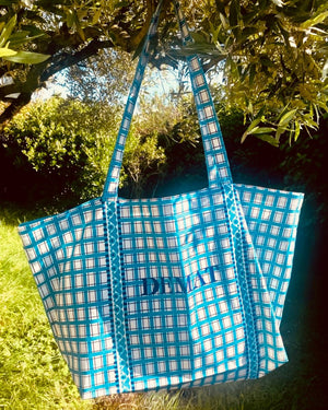 Cabas breton en lin et coton Demat - Kenavo bleu