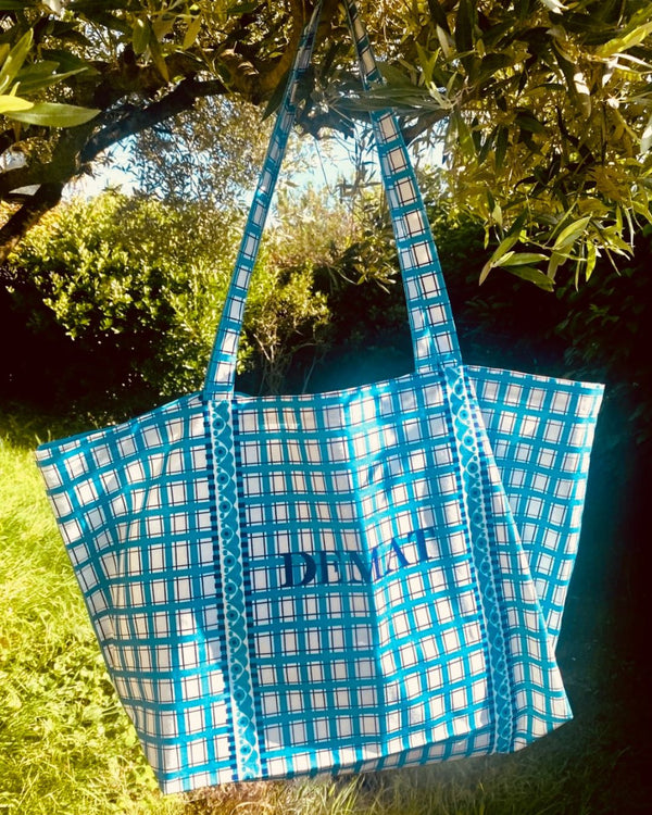 Cabas breton en lin et coton Demat - Kenavo bleu