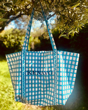 Cabas breton en lin et coton Demat - Kenavo bleu