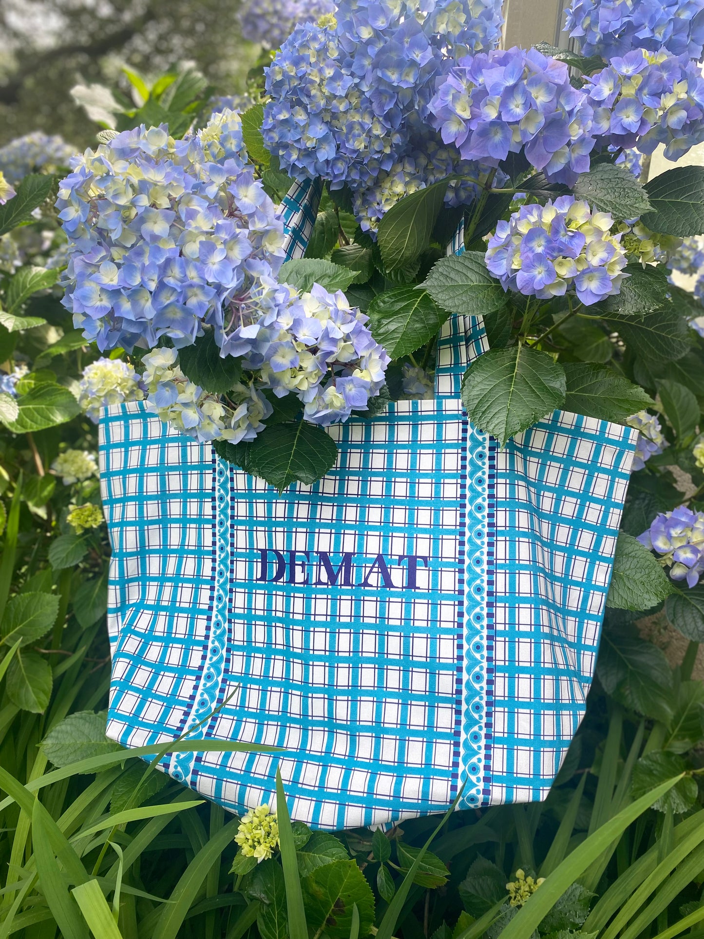 Cabas breton en lin et coton Demat - Kenavo bleu