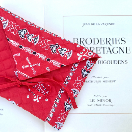 Grande pochette bandana breton - rouge