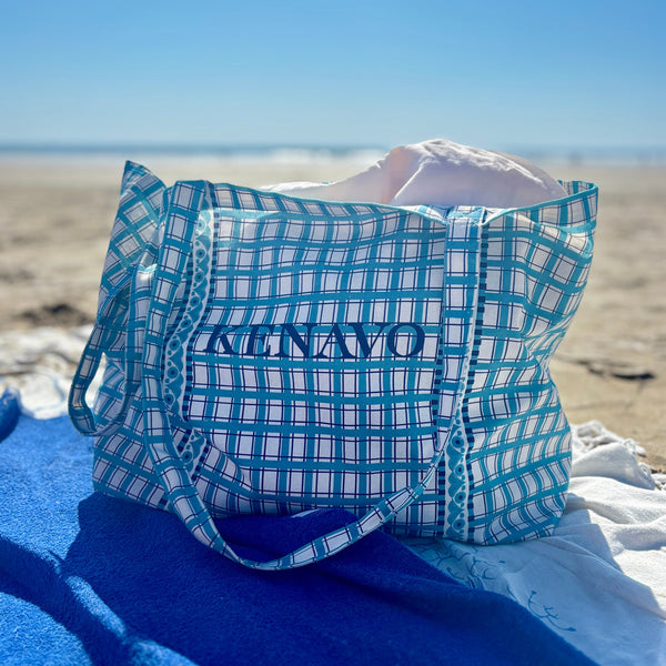 Cabas breton en lin et coton Demat - Kenavo bleu