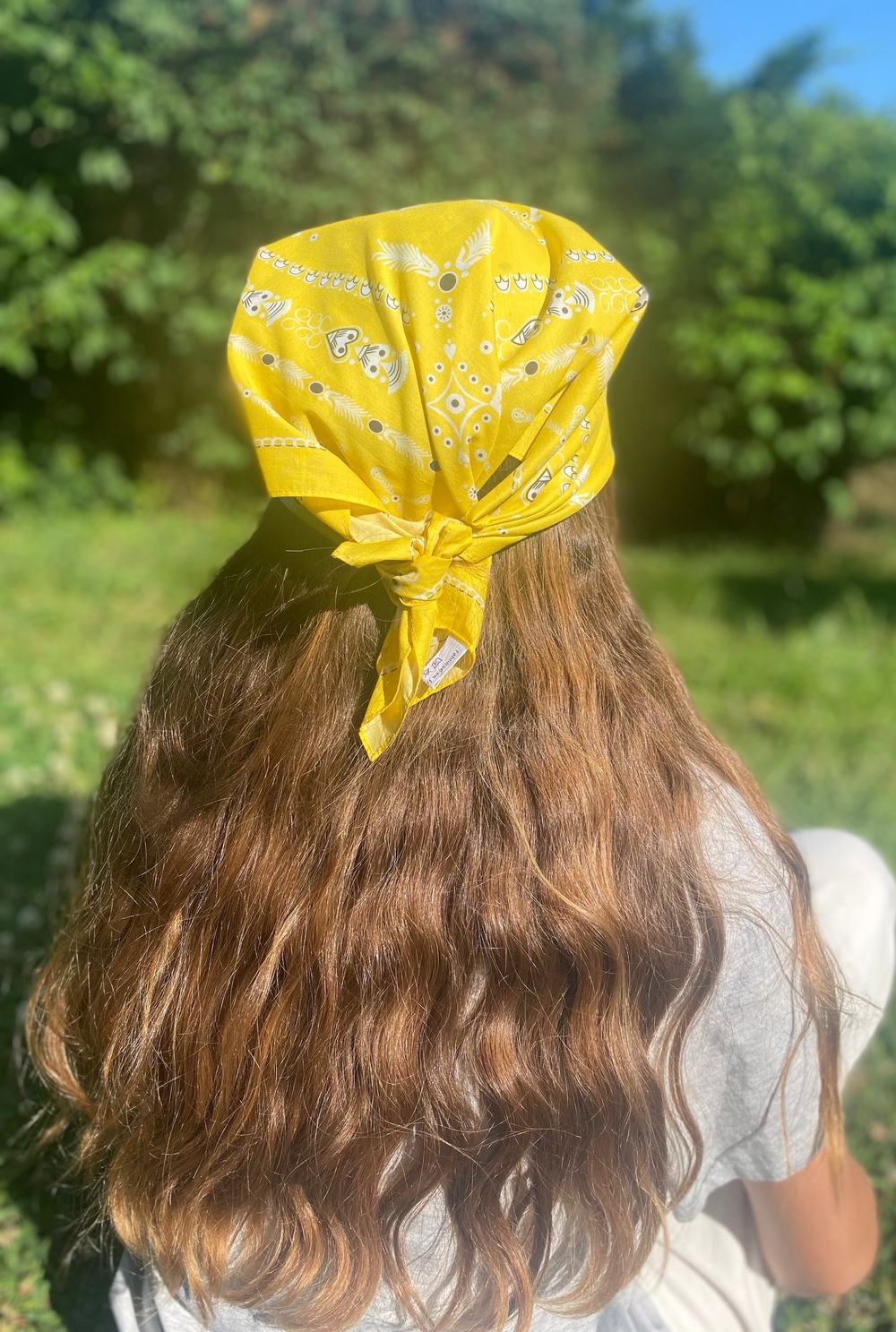 BANDANA BRETON CITRON EN COTON BIO - MOTIF BRODERIES BRETONNES
